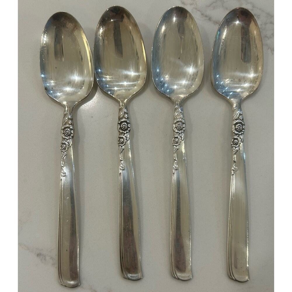 Vtg Oneida Prestige Gay Adventure 1955‎ Silver Plated MCM Set Of 4 Teaspoons